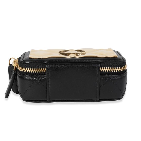 Chanel Gold Quilted Metal & Black Lambskin Mini Vanity Bag - Picture 5 of 7